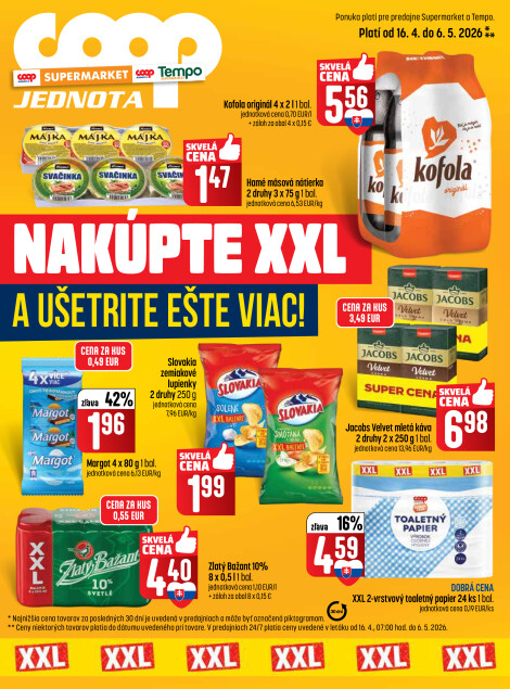 XXL SUPERMARKETový leták od 16.4.2026