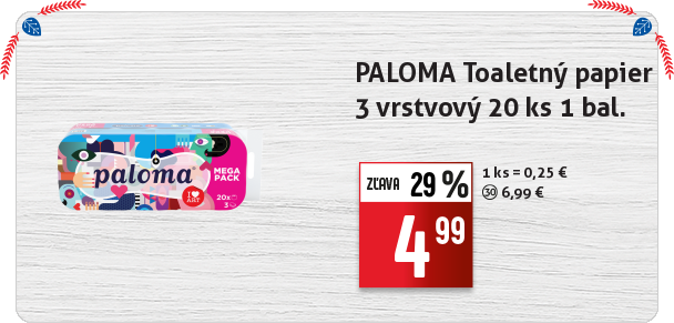 PALOMA Toaletný papier 
 3 vrstvový 20 ks 1 bal.